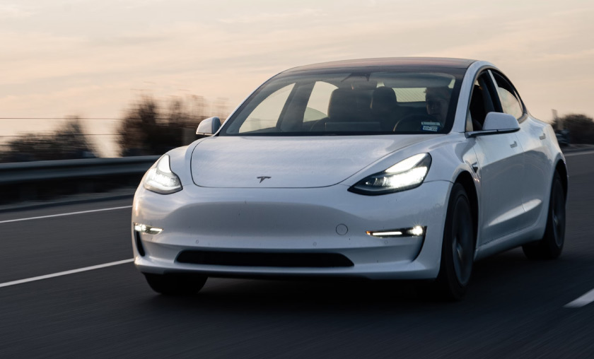 Tesla car on the road